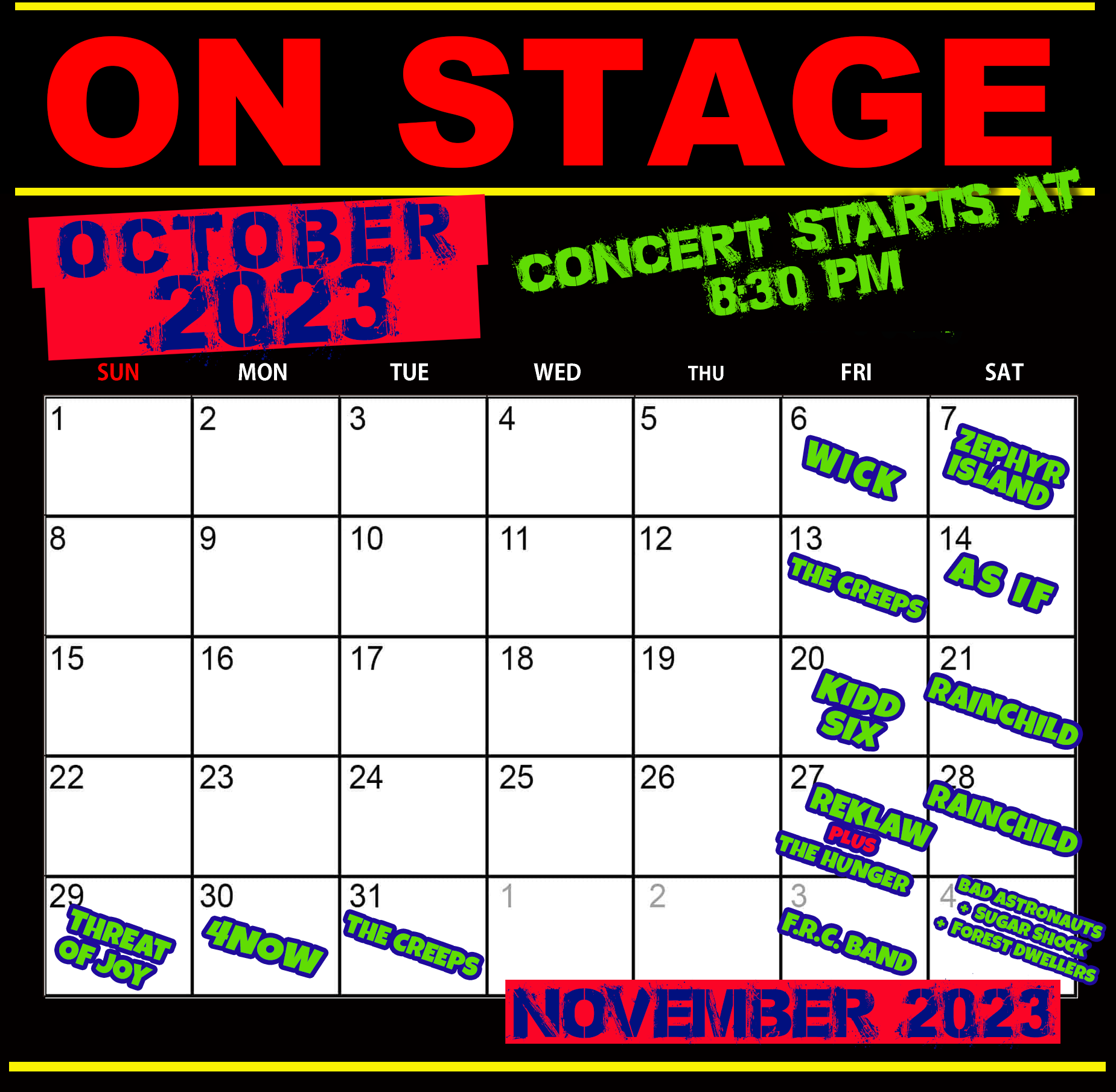 On Stage calendar